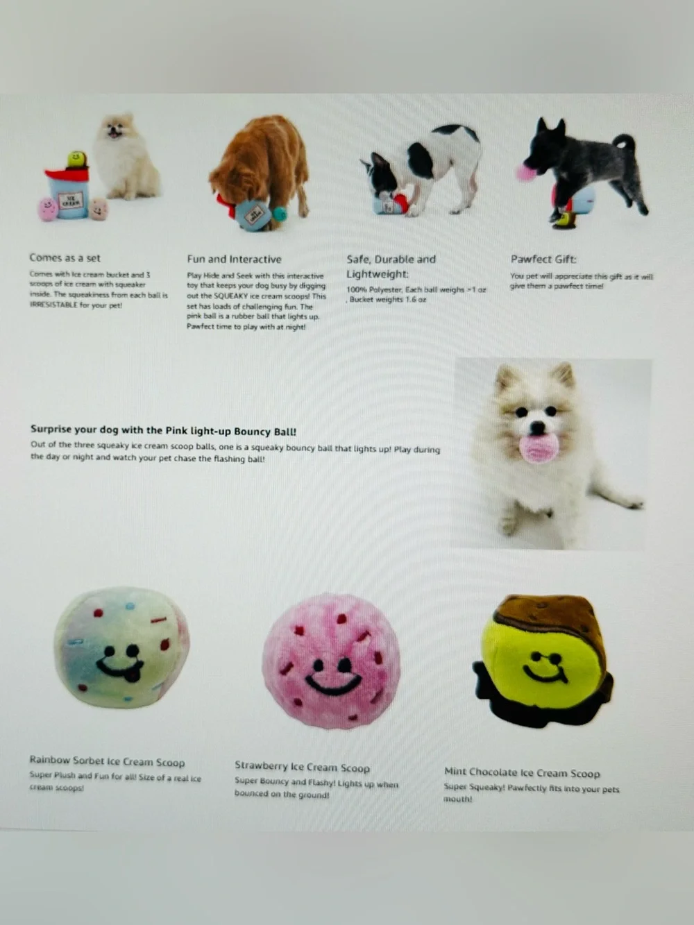 PawfectPals Interactive Ice Cream Plush Dog Toy